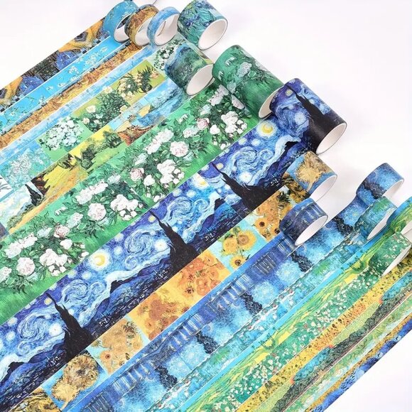 NEW 20 Rolls Washi Tape Box Set - Van Gogh Retro Paint Nature Starry Night - Picture 5 of 8